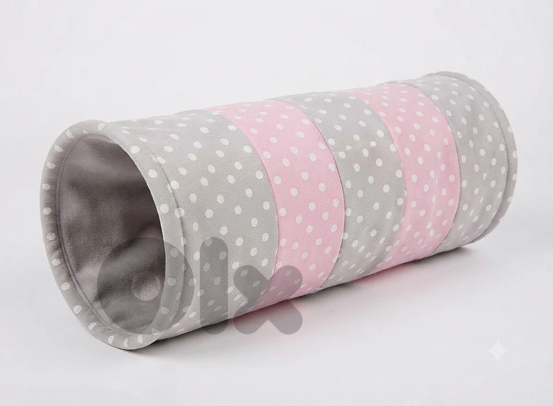 TRIXIE AT Play Tunnel, Fleece, ø 25 × 50 cm, Grey/Pink