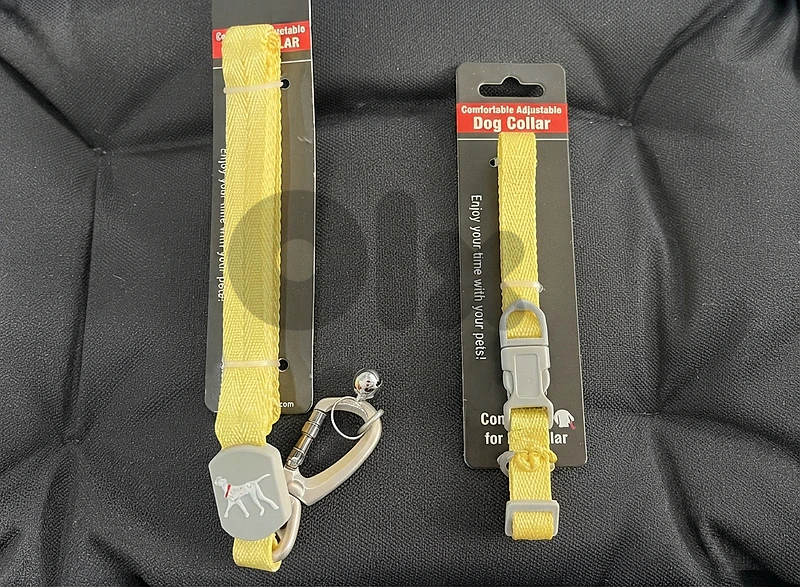SET Herringbone leash+collar VT-120  color light Yellow Size M L-XL