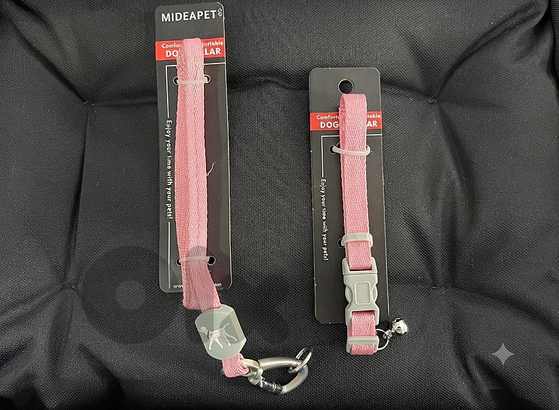 SET Herringbone leash+collar VT-120 Light Pink Size  M L-XL