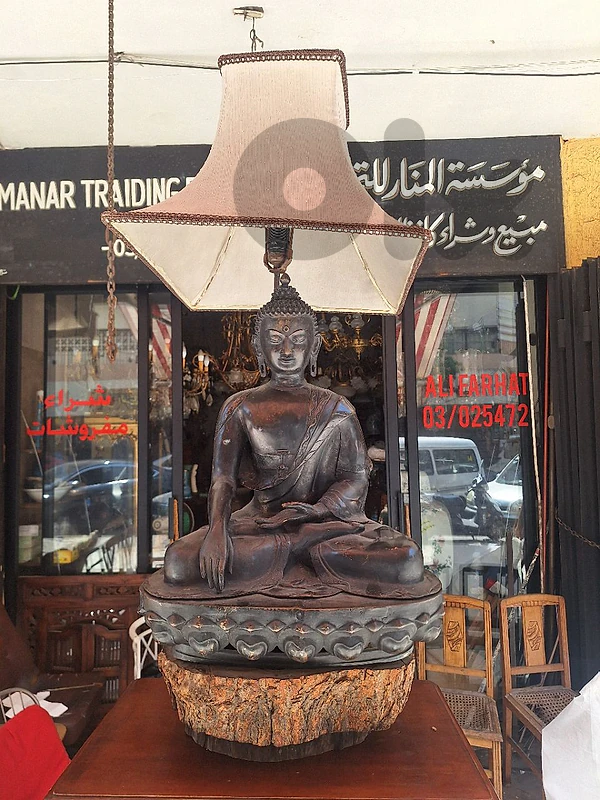 Buddha bronze Lamp vintage handmade big size