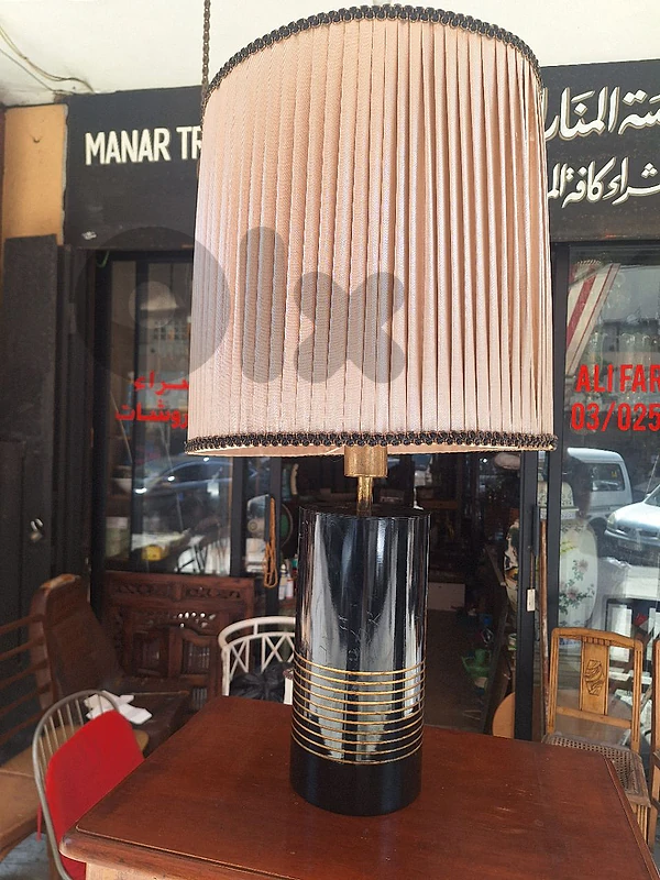 vintage seventies lamp marble glossy black Italy original