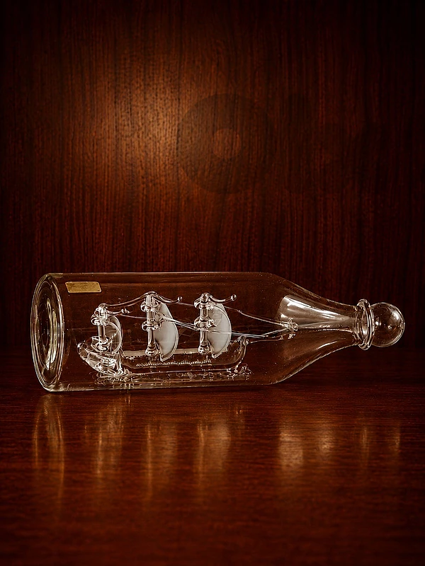 Crystal ship in a bottle