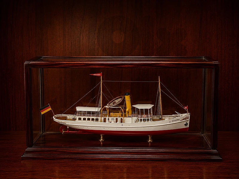 Wooden model ship kit of the German steam yacht Schaarhörn.