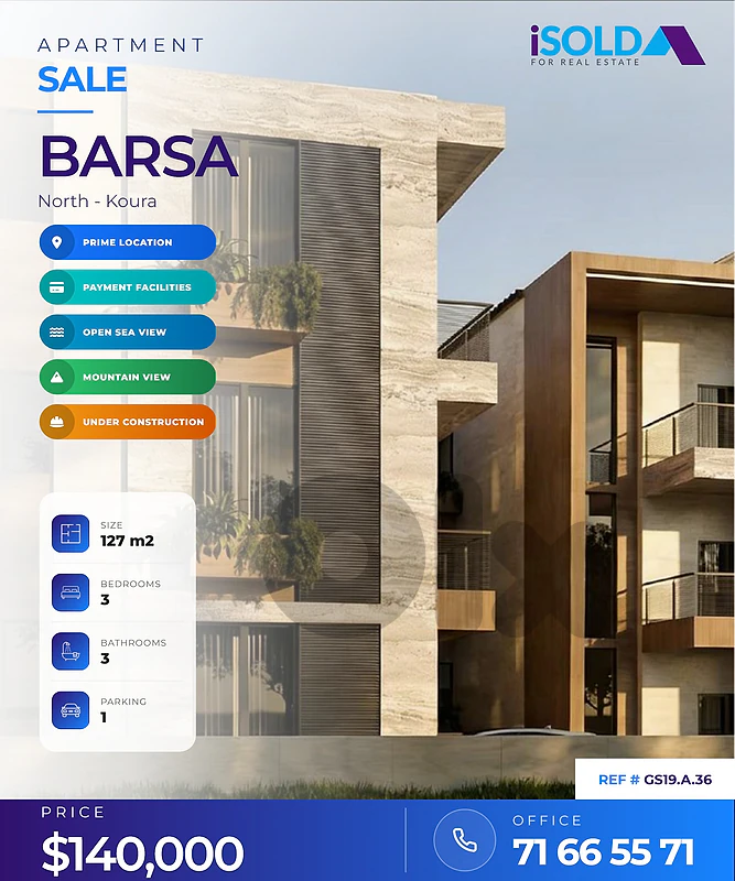 A 127 m2 apartment having an open mountain/sea view for sale in Barsa