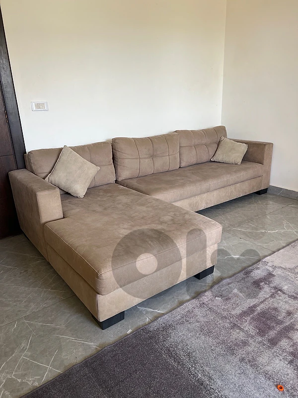 Beige L Shaped Sofa Couch $75
