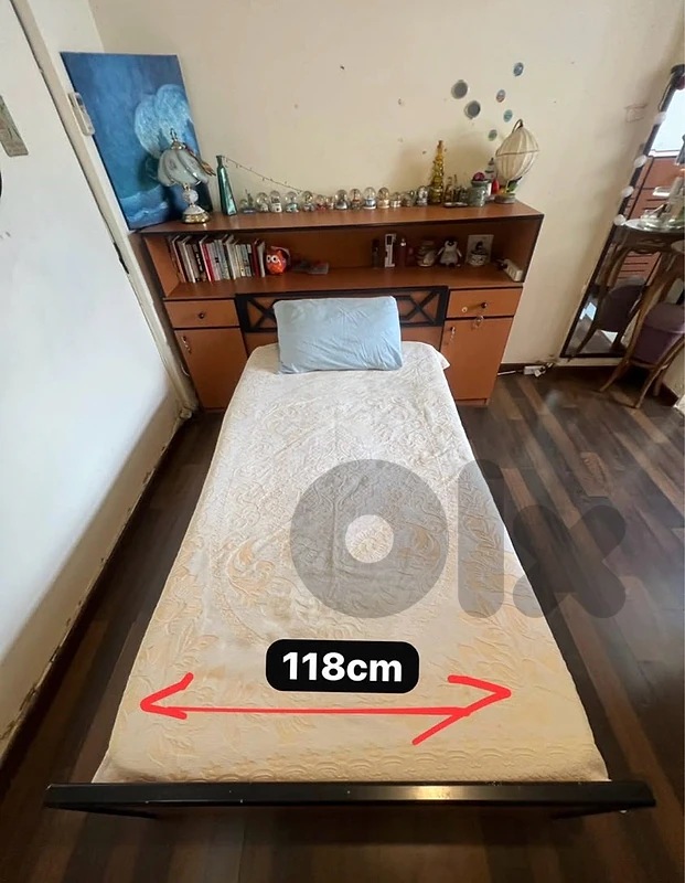 2 BEDFRAMES + SHELVES FOR SALE