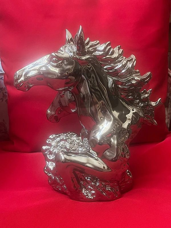 Statuette Chevaux Argent 25cm / Silver Horse Statue 25cm