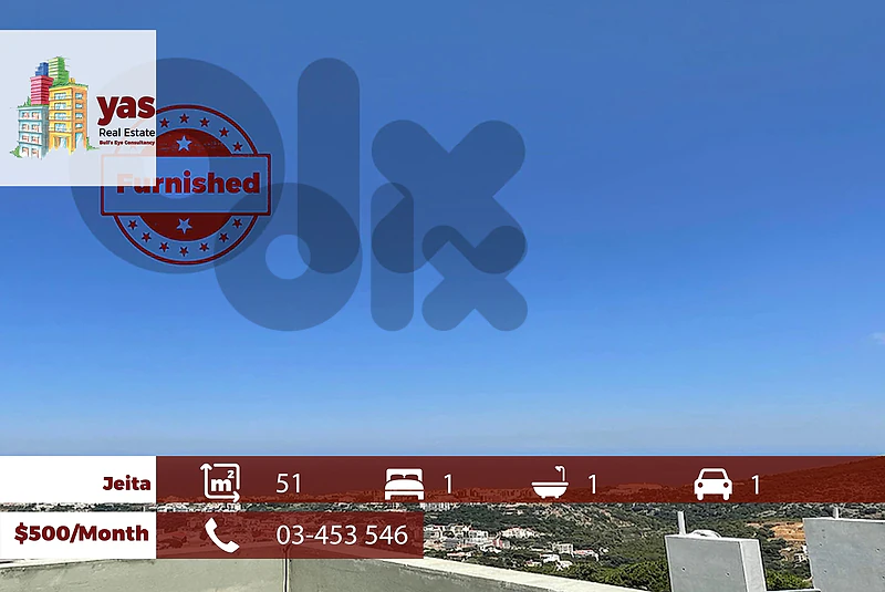 Jeita 51m2 | 13m2 Terrace | Furnished | Sea & Mountain View | KS |