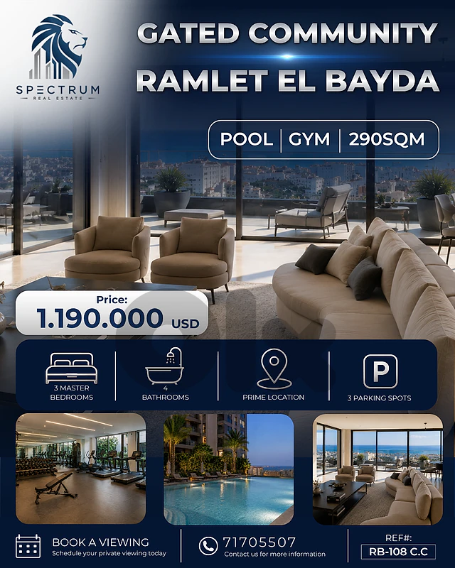 GATED COMMUNITY IN RAMLET EL BAYDA | 290SQ | 3 MASTER BEDS | RB-108