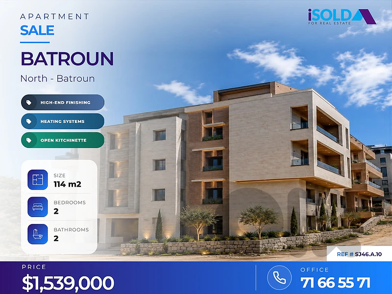 A 114 m2 apartment for sale in Batroun