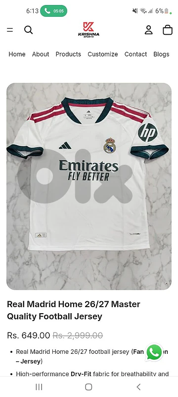 Original real madrid 2026/2026 jersey