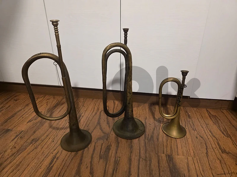 بوق نحاس انتيك عدد٣ اصلي قديم تراثي bugle