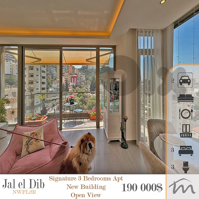 Jal El Dib | Decorated 3 Bedrooms Apart | New Building | Open Sea View