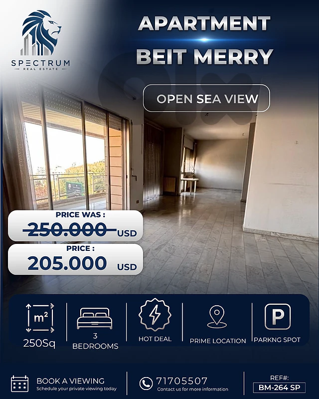 DISCOUNTED PRICE ! | 3 BEDS | BEIT MERRY PRIME | SEA VIEW (BM-264)