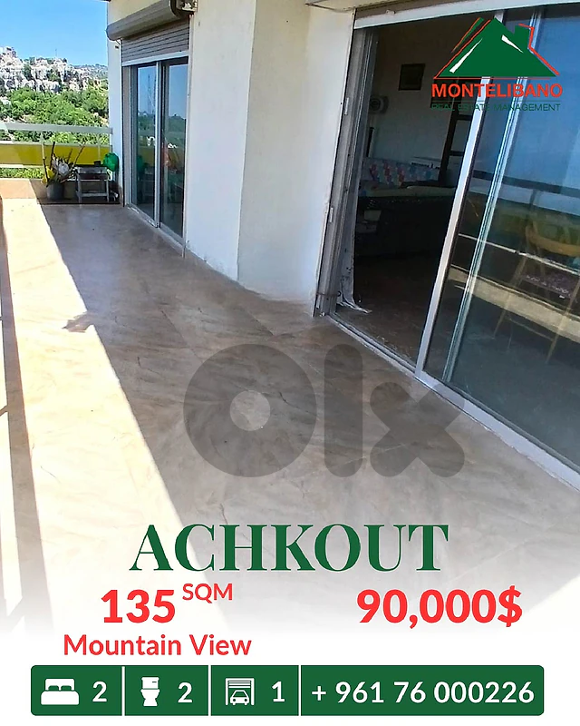 135 sqm Apartment For Sale in Achkout عشقوت with Mountain View