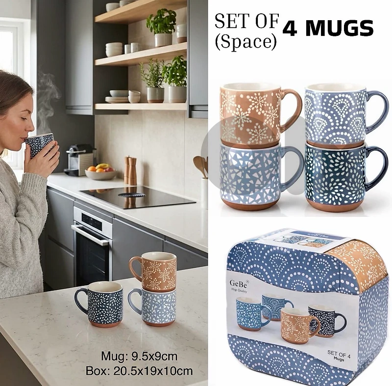 4 Mugs Set/ Space (ROS-2031)