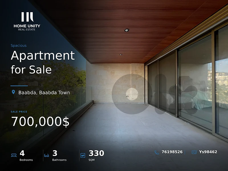 4-bedrooms Apartment for Sale , located in Baabda Town , Baabda