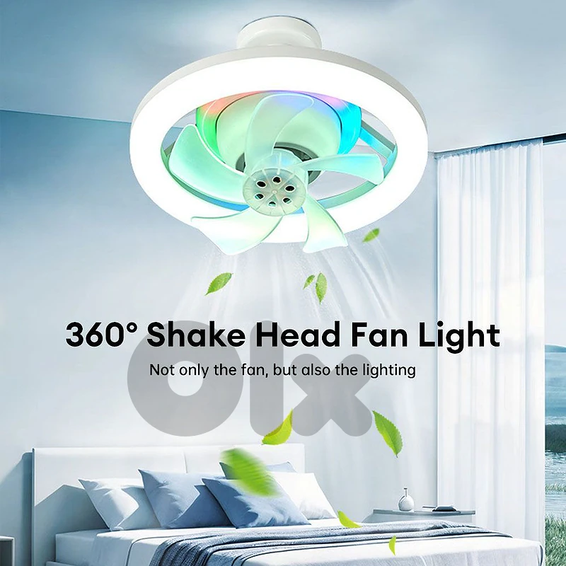 48W RGB Ceiling Fan Light with Remote Control, 360° Rotating Only 20$