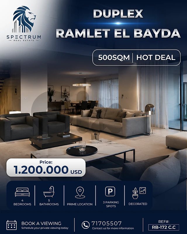 HOT DEAL ! DUPLEX IN RAMLET EL BAYDA | 500SQ | 4 BEDS | RB-172