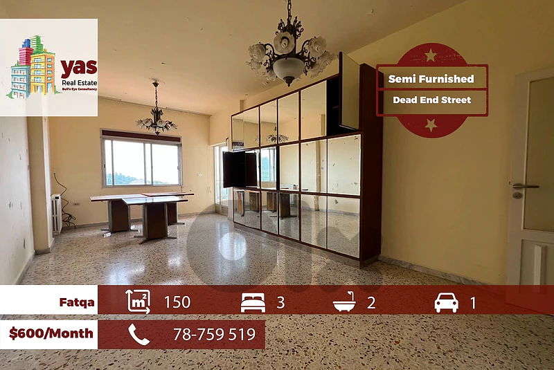 Fatqa 150m2 | Furnished | Rent | Prime Location | Dead End Street | RH Fatqa 150m2 | Furnished | Rent | Prime Location | Dead End Street | RH