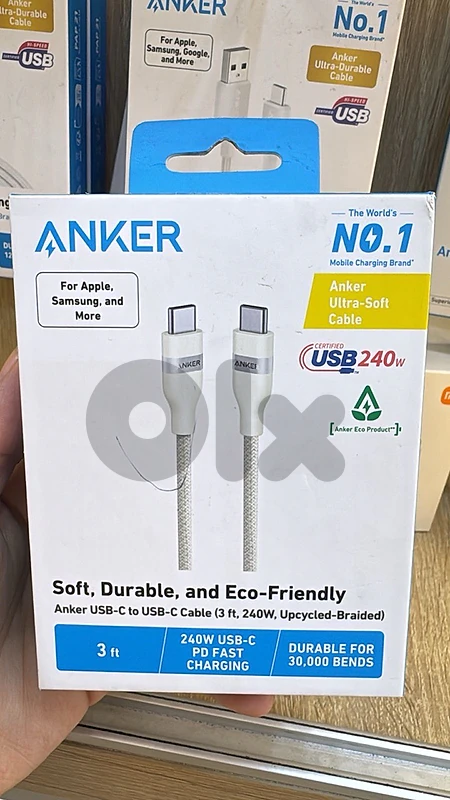 Anker Usb-c To Usb-c Cable (3ft ,240w, upcycled-braided) 30,000 bends