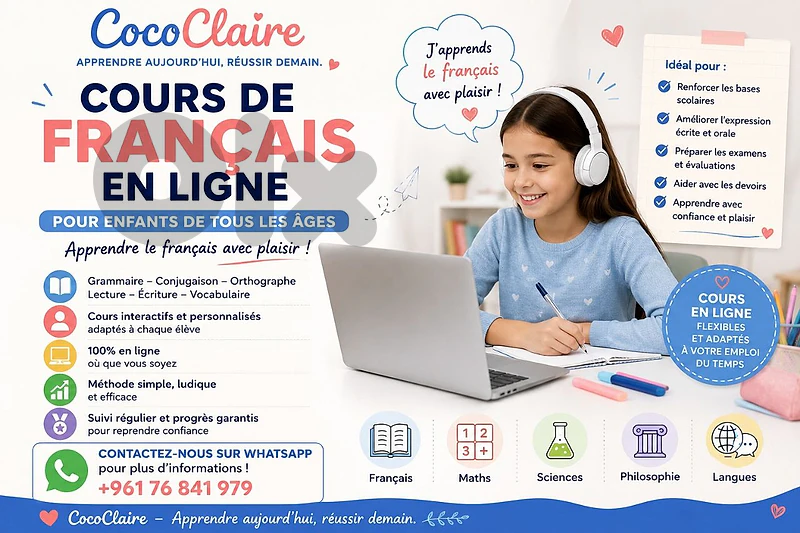 📚 Cours de français en ligne - Tous âges - Professeur particulier