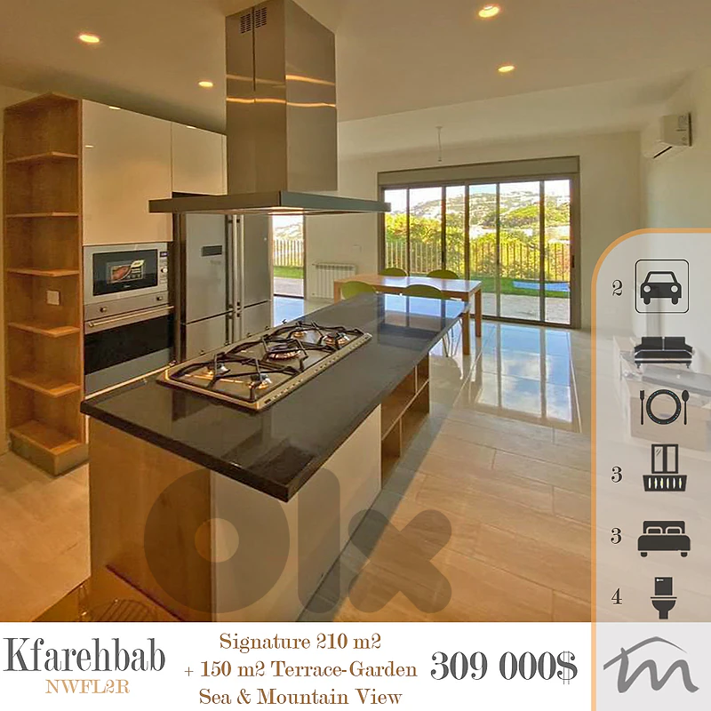 Kfarehbab | Signature | Brand New 210m² + 150m² Terrace-Garden | Prime