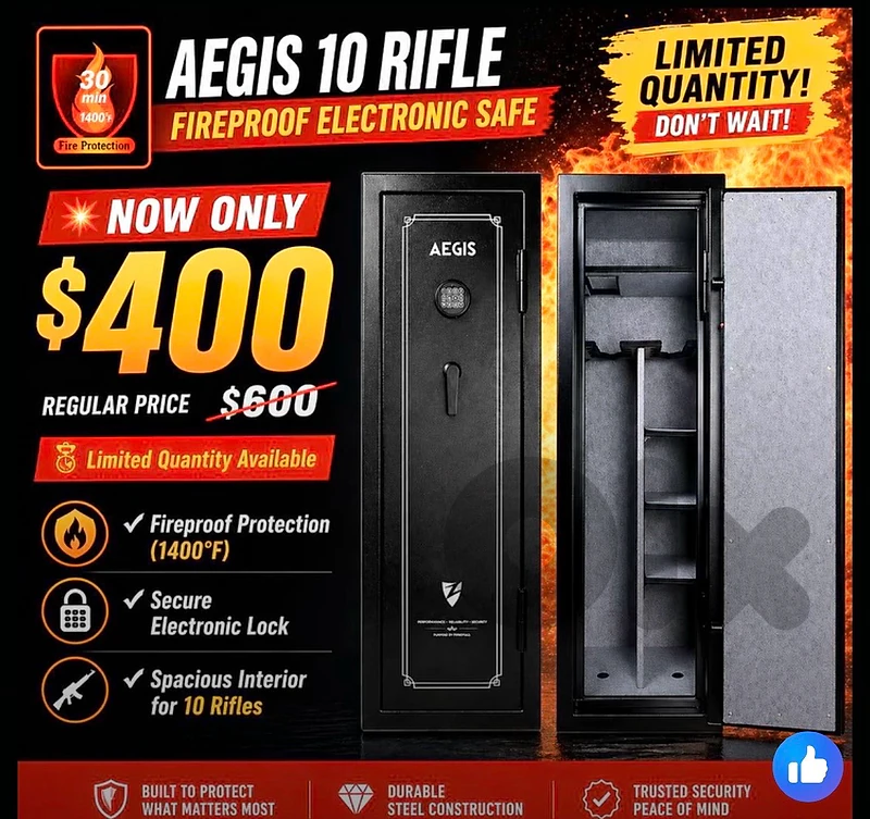 Aegis Gun Safe Fireproof 10 & 18 Capacity
