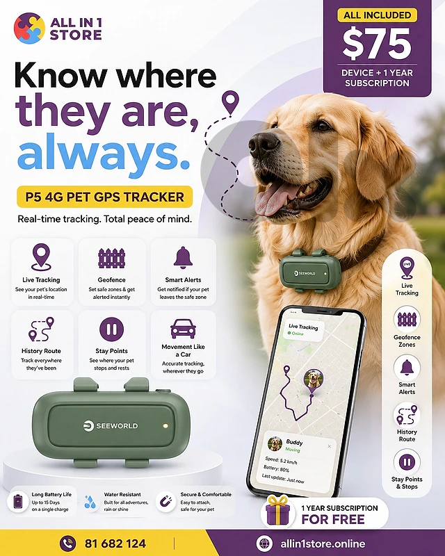 P5 4G Pet GPS Tracker For Dogs & Cats | 30-Day Battery Life