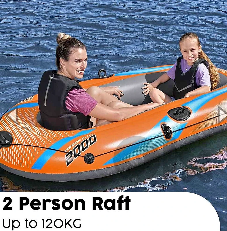 طقم قارب مطاطي قابل للنفخ من ماركة Bestway، موديل Kondor Elite 2000 Raft
