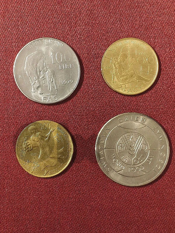 Lot of 4 FAO Commemorative Coins ٤ عملات تذكارية