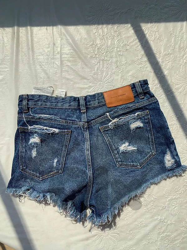 Zara High-Waisted Distressed Denim Shorts