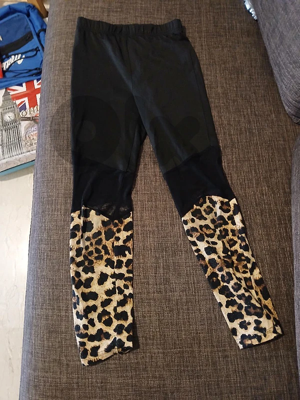 girls black and leopard leggings