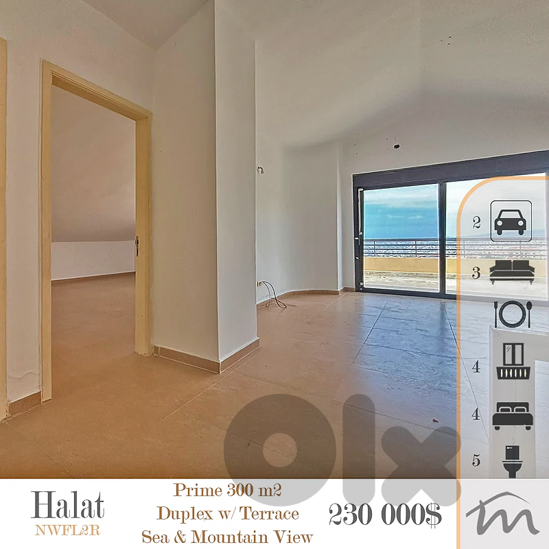 Halat | 767$/m² | 300m² Duplex | Terrace | 4 Balconies | Open Sea View