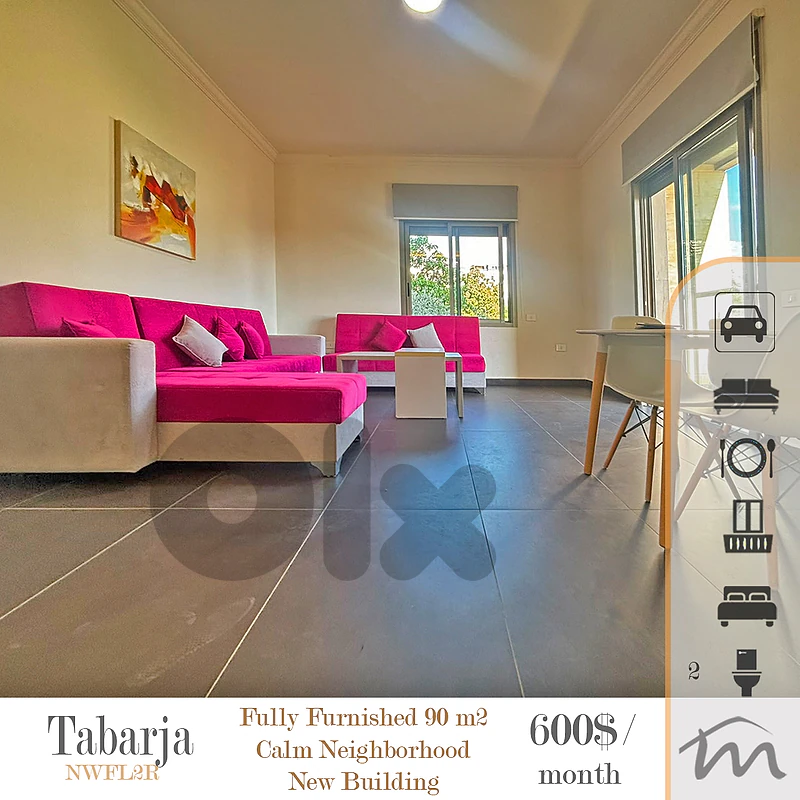 Tabarja | Furnished 90m² 1-Bedroom Apt | New Building | Prime Location