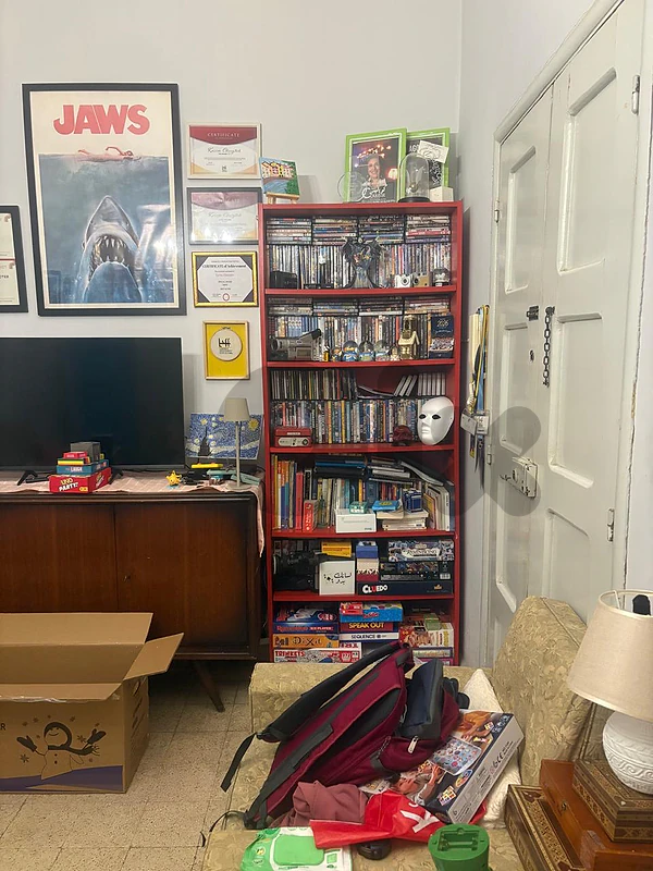 red bookshelf - storage - cabinet
