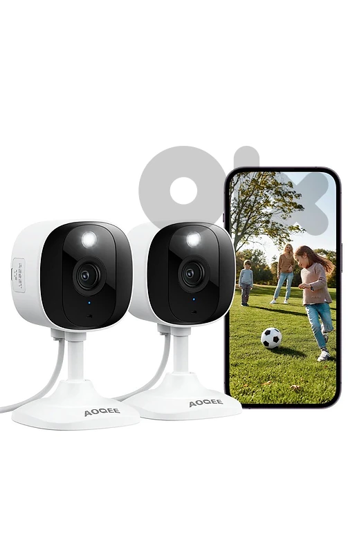 AOQEE 2K Cameras for Home Security Outdoor/Indoor Camera (2 Pack)