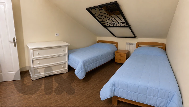 Twin Bedroom Set – 2 Beds w/ Mattresses, Nightstand & Dresser