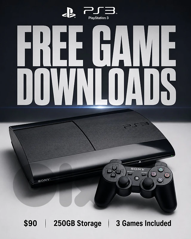PS3 super slim 250 gb and a library where you can download any game