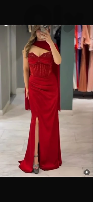 Red evening dress