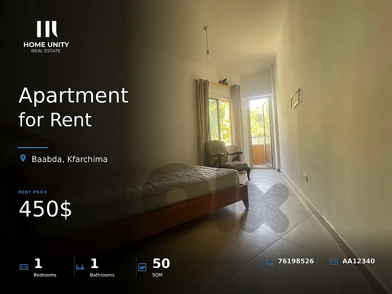 furnished 1-bedrooms Apartment for Rent , located in Kfarchima