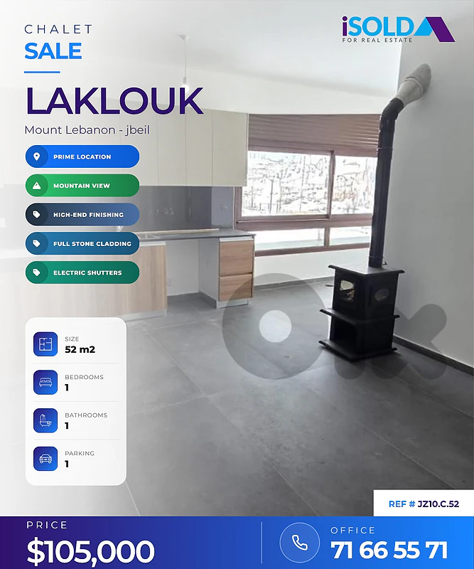 1 bedroom Chalet+Mountain view 4sale in The Heart Of Laklouk -اللقلوق