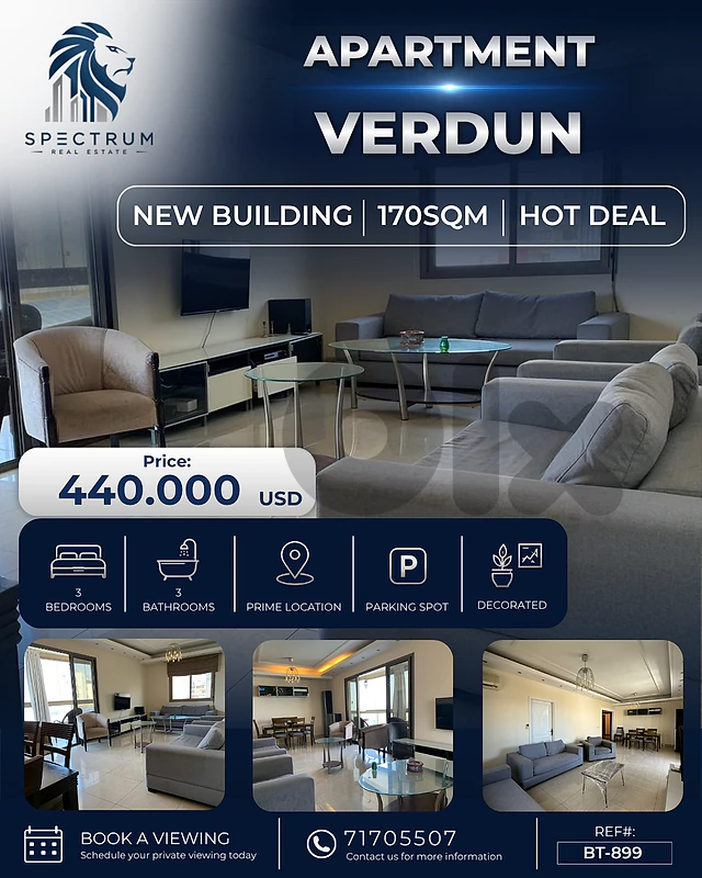 CATCH IN VERDUN PRIME , BRAND NEW (170SQ) 3 BEDROOMS , (BT-899) CATCH IN VERDUN PRIME , BRAND NEW (170SQ) 3 BEDROOMS , (BT-899)