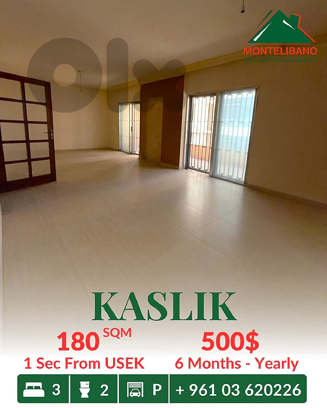 180 sqm Apartment For Rent in Kaslik كسليك " Near USEK "