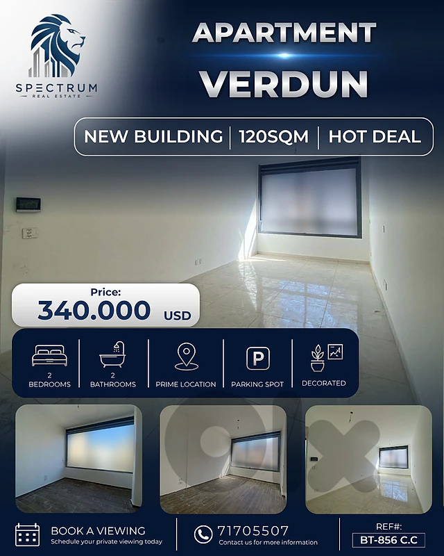 NEW BUILDING IN VERDUN | 120SQ | 2 BEDROOMS | BT-856