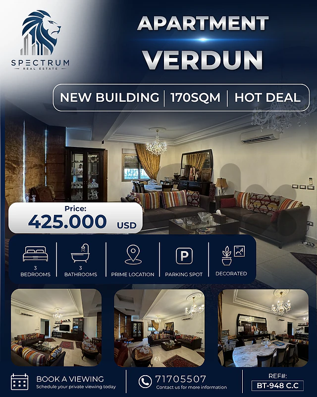 CATCH IN VERDUN PRIME , BRAND NEW (170SQ) 3 BEDROOMS , (BT-948)