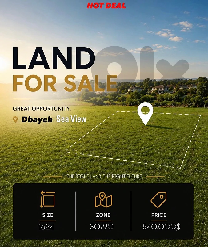 Hot Deal!! Sea View Land For Sale in Dbaye
