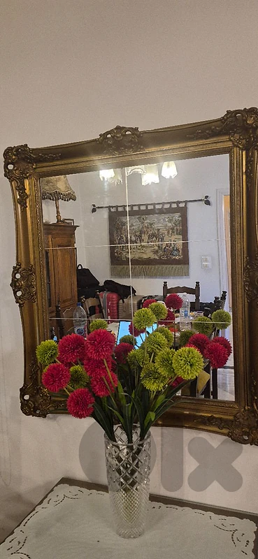 Large Vintage Ornate Gilt Rococo Mirror – 83 × 100 cm