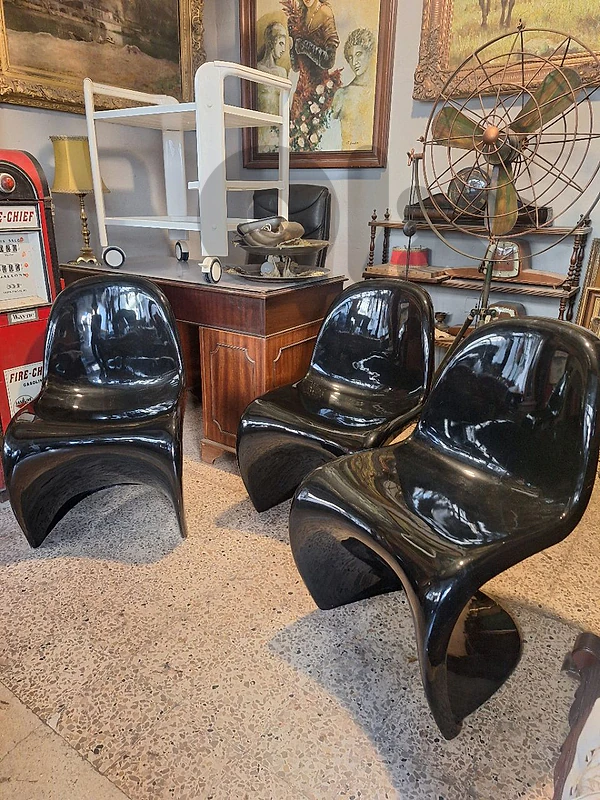 3 panton fiber midcentury 1960 chairs