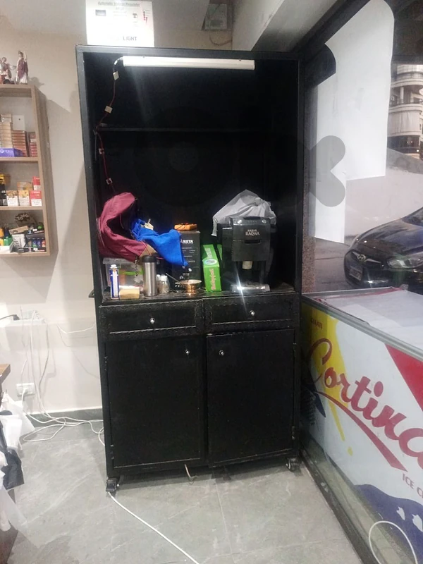 metallic coffee machine stand